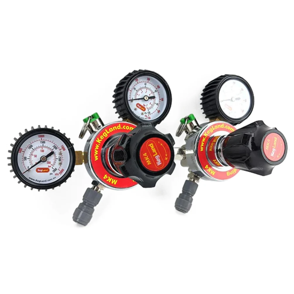 KegLand CO2 Dubbele Drukregelaar Met 3 Manometers MK4 HobbyBrouwShop Nl