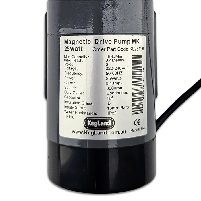 Kegland 25 Watt magneetpomp MK II 13 mm slangtules - Afbeelding 3