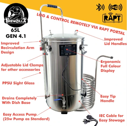 BrewZilla 65 liter Gen 4.1 all-in-one elektrische brouwketel met pomp 3500 Watt