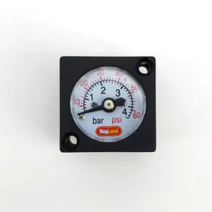 Mini manometer 27mm x 27mm x 8mm radiale aansluiting 0–60psi / 4bar